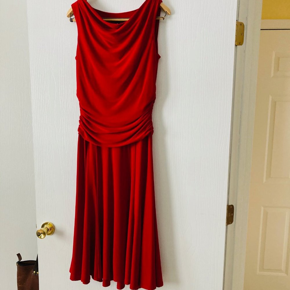 Chaps Red Ruched Special Event Dress